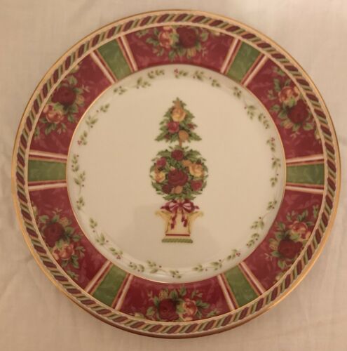 Royal Albert Seasons Of Colour Salad Plate Old Country Roses Stripe Topiary Tree