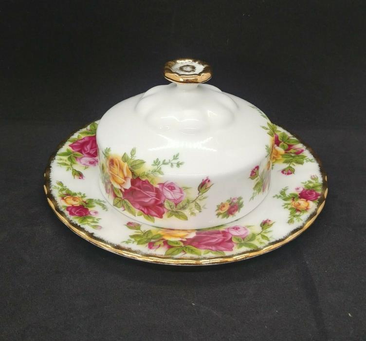 Royal Albert Old Country Roses Dome Covered Butter Dish 1962