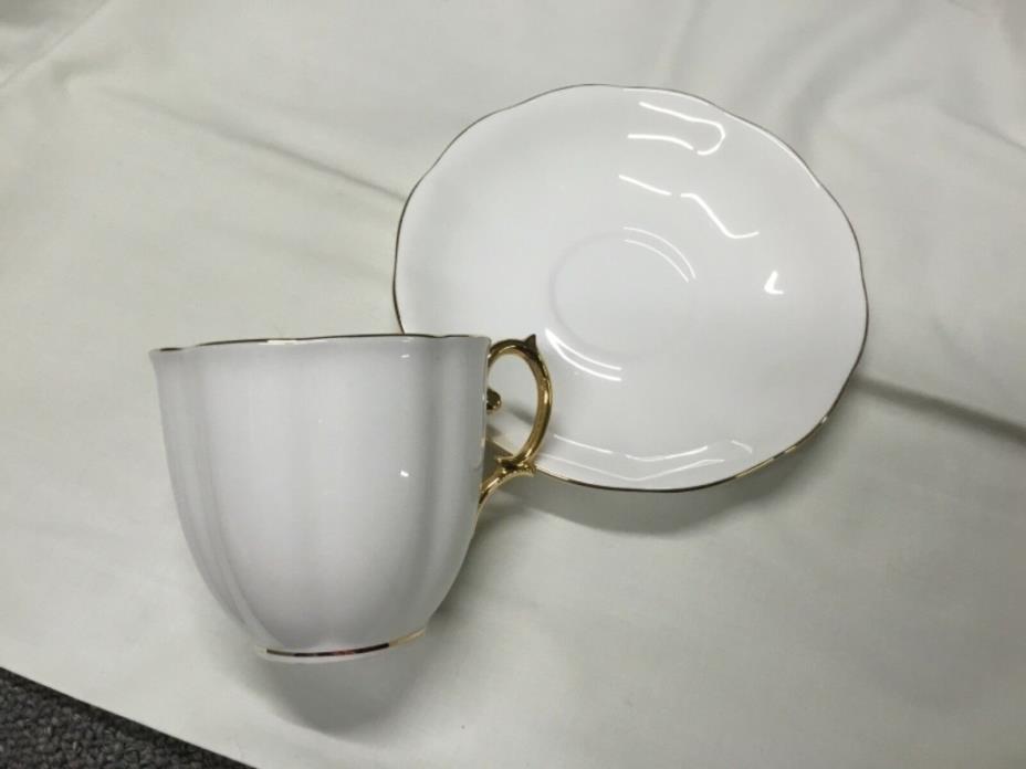 Vintage White Teacup Saucer Royal Albert Bone China Gold