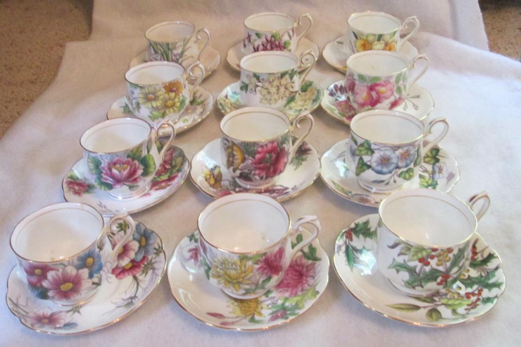 Royal Albert Flower of the Month Series, complete set of 12 