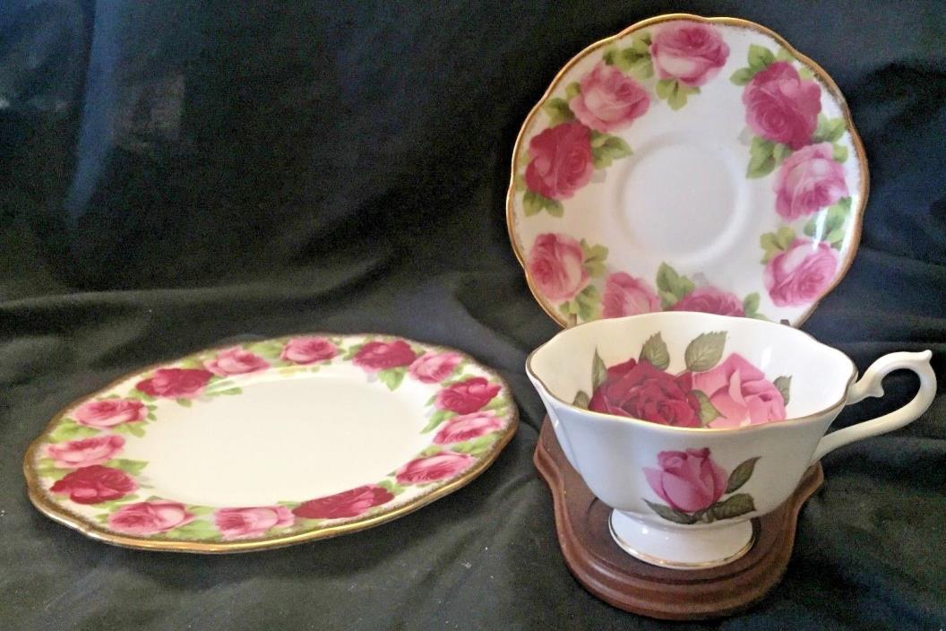 Royal Albert Old English Rose Saucer and Salad plate with ROA5 Footed Tea Cup...