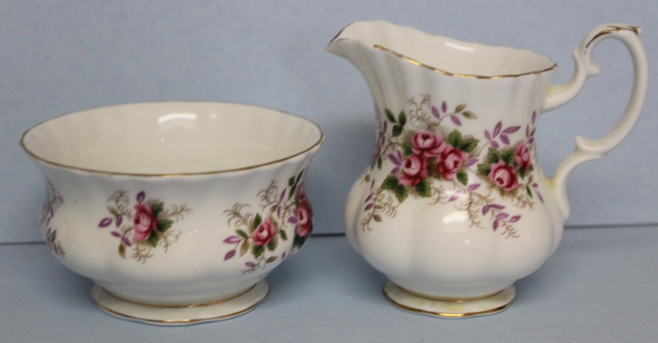 Royal Albert Lavender Rose Open Sugar Bowl and Creamer EUC