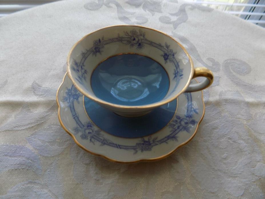 Vintage demitasse Royal Bayreuth Germany blue teacup and saucer