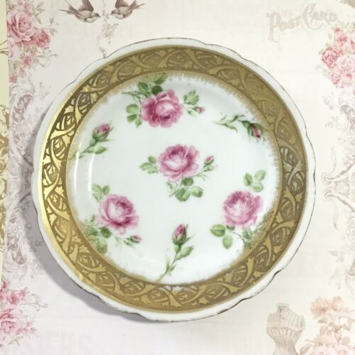 2- Antique Royal Bayreuth Bavaria Cookie Plate Desert Dish Tea Saucer Pink Rose