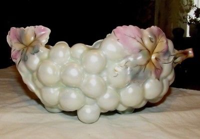 Rare Antique Royal Bayreuth Pearl Luster Grapes Cluster Centerpiece Bowl Candy