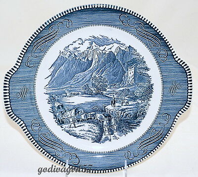 Royal Currier & Ives * HANDLED CAKE SERVING PLATE / PLATTER * Rocky Mountain EXC