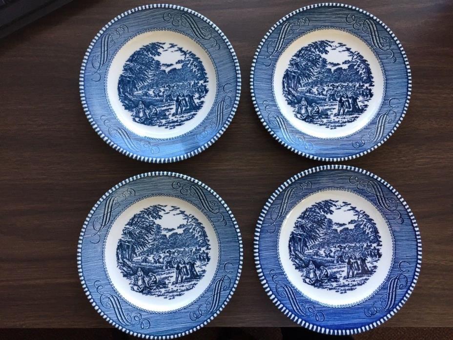 Set of 4 Currier and Ives by Royal 6 1/4 inch Plates Harvest Scene