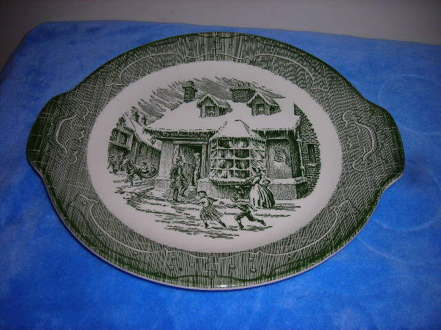 ROYAL CHINA OLD CURIOSITY SHOP TAB HANDLE CAKE PLATE / PLATTER