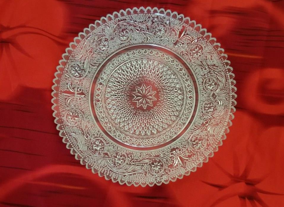 Vintage Clear Glass KIG INDONESIA Fleur de Lis Star Design Small Cookie Plate