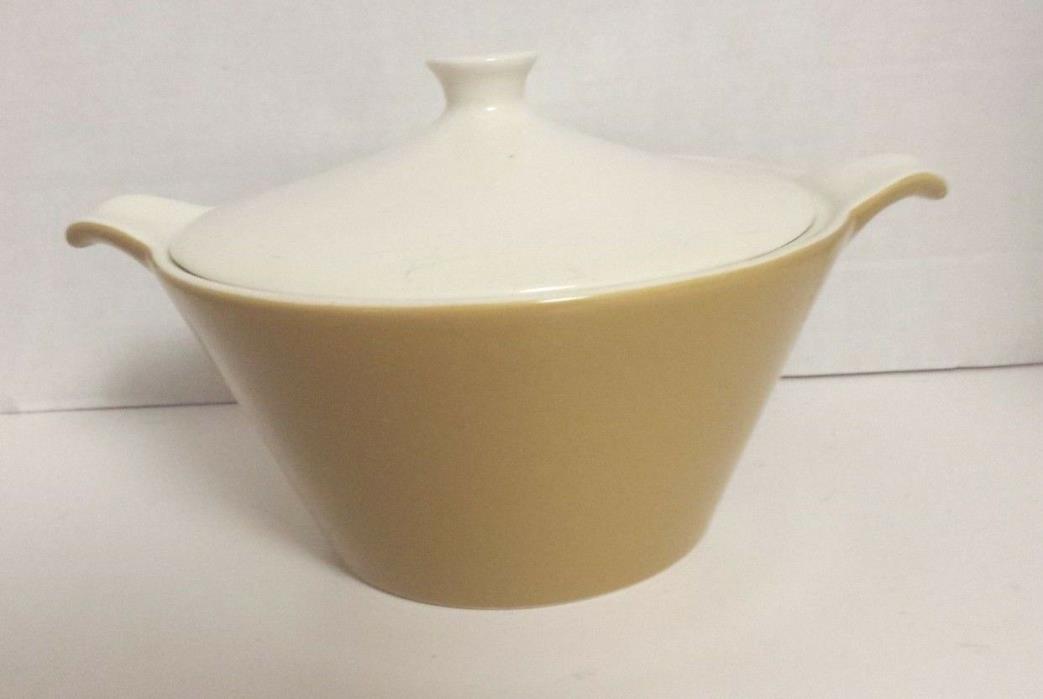 Star Glow COVERED CASSEROLE  Dish ROYAL CHINA BROWN AND WHITE MID CENTURY MODERN