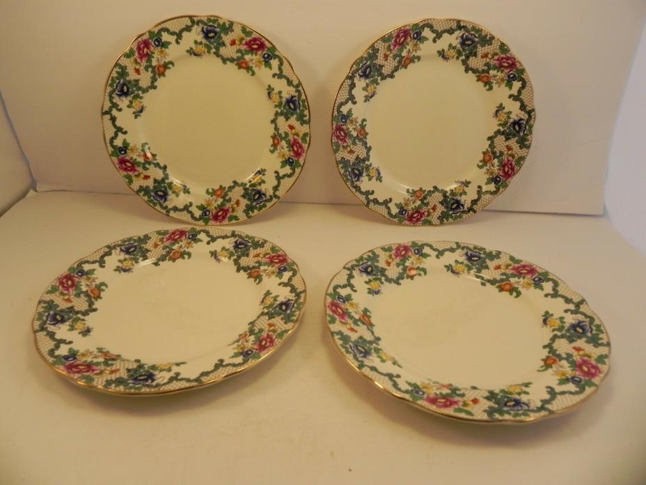 Set of Four Original Royal Cauldon Victoria Lunch Salad Plates 8.5