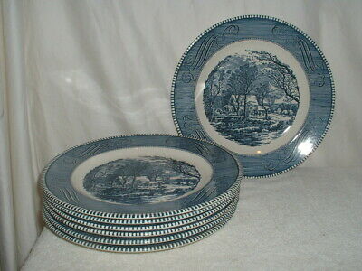 Lot 7 Royal USA Currier & Ives Dinner Plates The Old Grist Mill