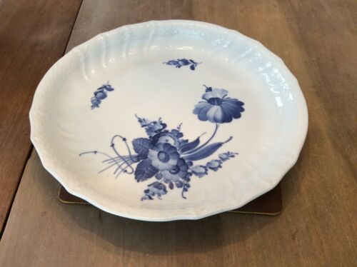 ROYAL COPENHAGEN BLUE FLOWERS Scalloped Round Cake Serving Plate 1691  11.5 Inch