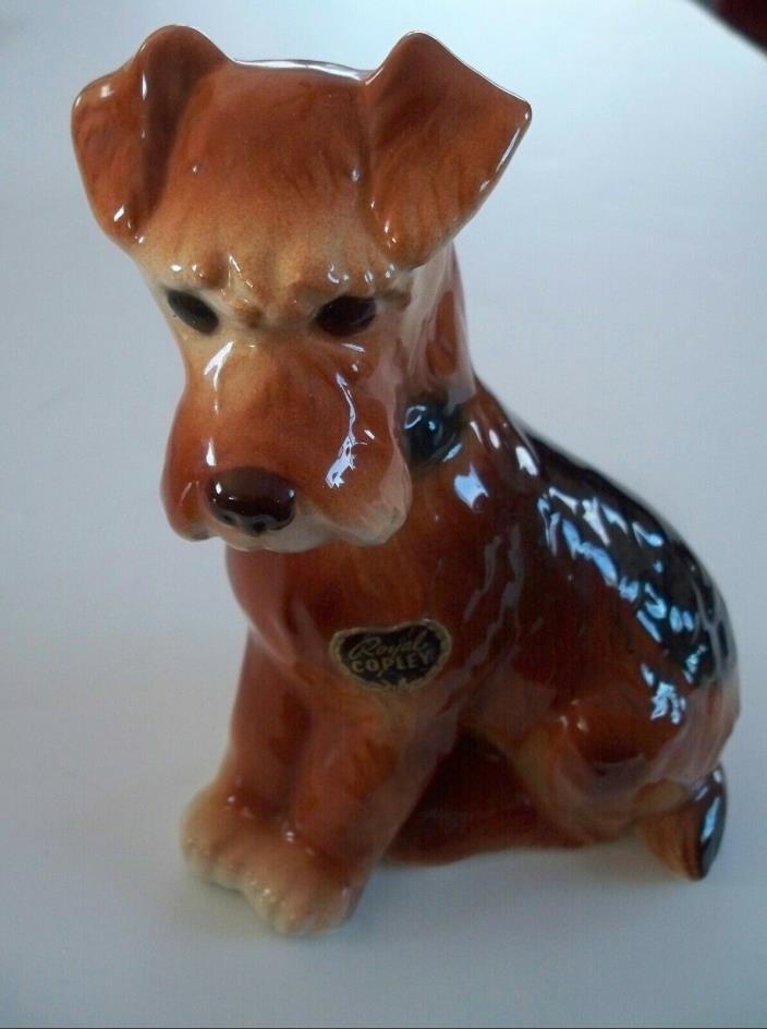 Vintage Royal Copley Terrier Dog Figurine w/sticker Schnauzer? gorgeous