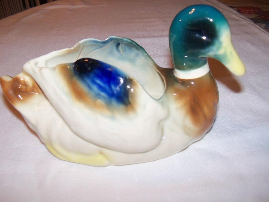 Vintage Duck Mallard Wood Ceramic High Gloss Pottery Planter Royal Copley?