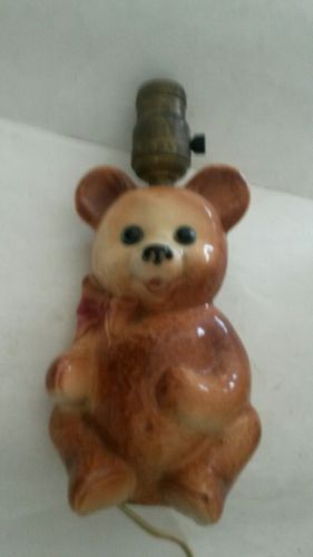 Royal Copely Nursery Lamp Vintage Ceramic Brown Glazed Teddy Bear 1950's