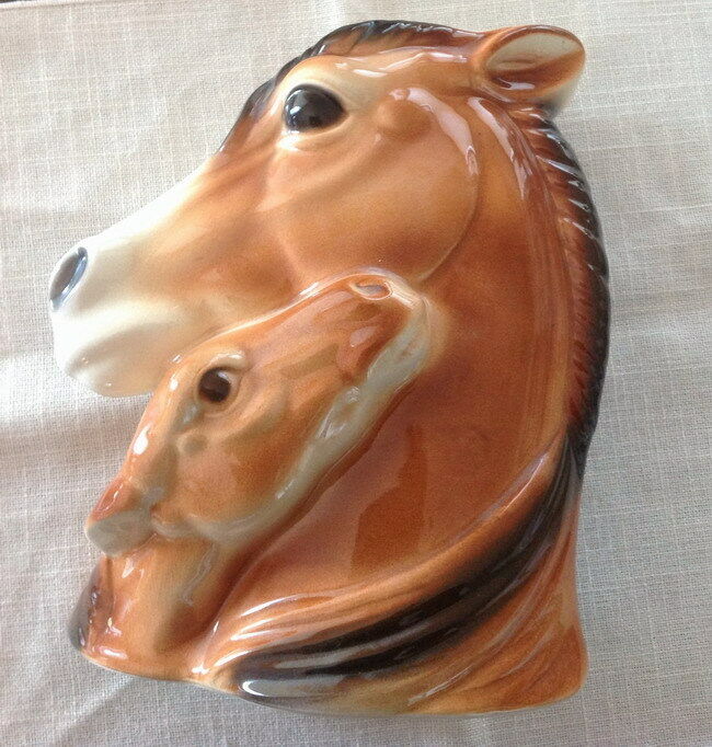 Vintage *ROYAL COPLEY* POTTERY Beautiful Horse & Foal ~ Colt, Head Vase Planter