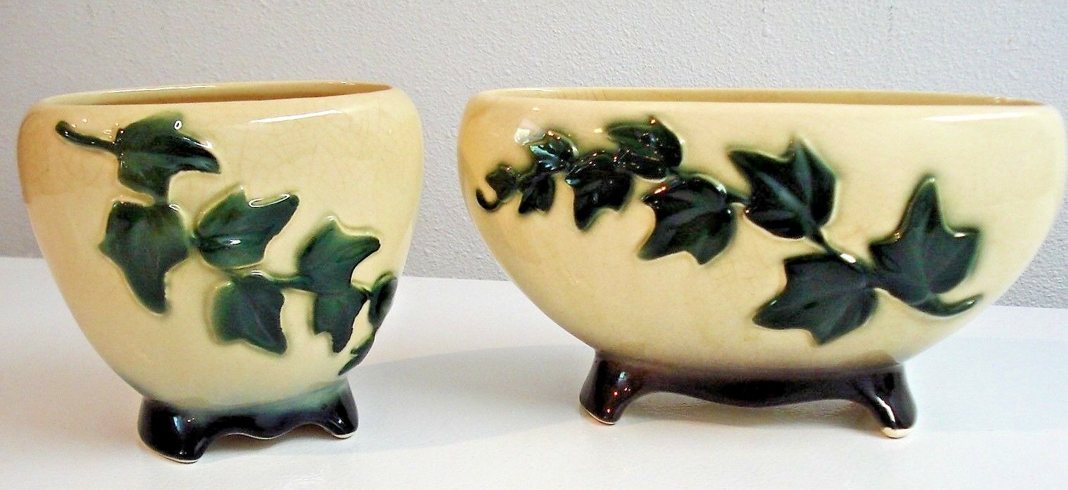 Pair of  Vintage Royal Copley Ivy Vases and/or Succulent Planters