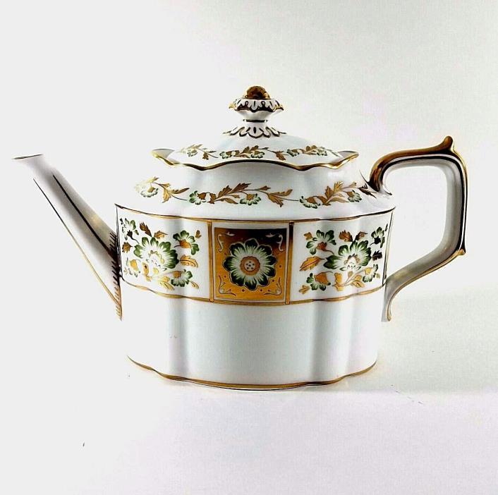 Royal Crown DERBY PANEL GREEN 5 Cup Tea Pot Teapot A1237 English Gold Porcelain