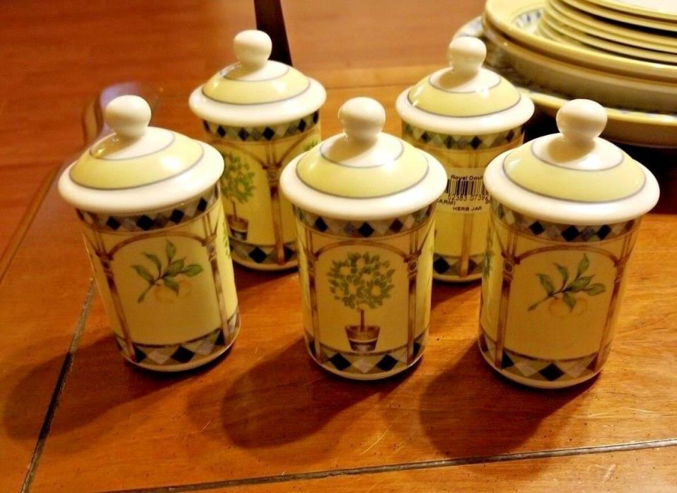 ROYAL DOULTON china CARMINA TC1277 pattern 5 Small Spice Jars with Lid 