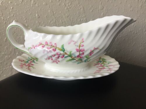 Royal Doulton Bell Heather Fine China Pink Flowers ~ Gravy Boat Underplate