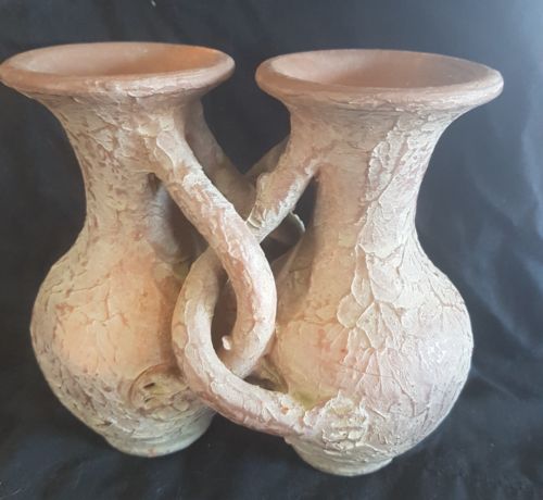 Rare European Pottery Two Vases Joined Together