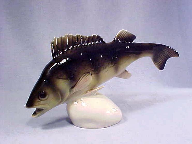 Czechoslovakia Czech ROYAL DUX YELLOW PERCH Fish Figurine 12-3/4