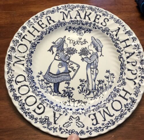 1972 Mother's Day Plate ~  CROWNFORD by NORMA SHERMAN  ~ Blue & White