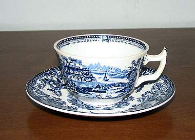 Clarice Cliff Blue Tonquin Royal Staffordshire 1 Cup & Saucer Made in England
