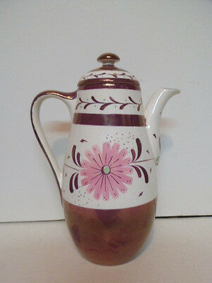 Vintage Purple & Pink Floral Lusterware Teapot Old Castle England