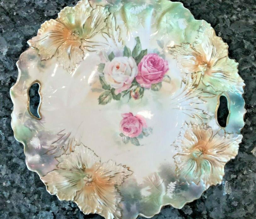 Signed RS Prussia Plate with Floral Mold