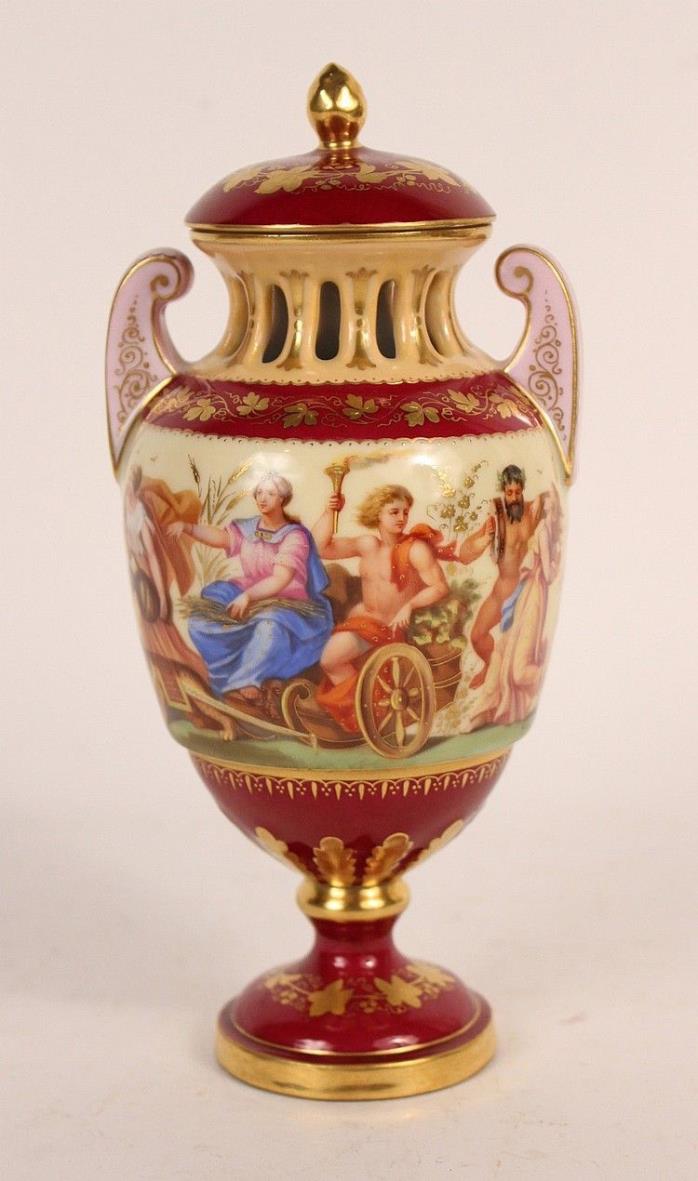 Antique Royal Vienna Maroon and Gilt Porcelain Vase
