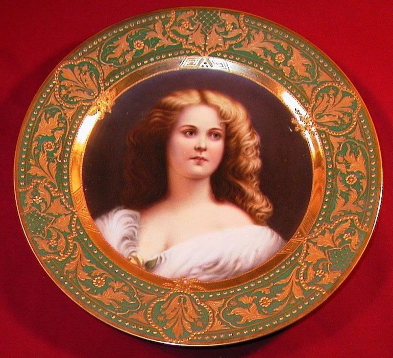 Antique (circa 1900) Royal Vienna porcelain portrait plate, unsigned