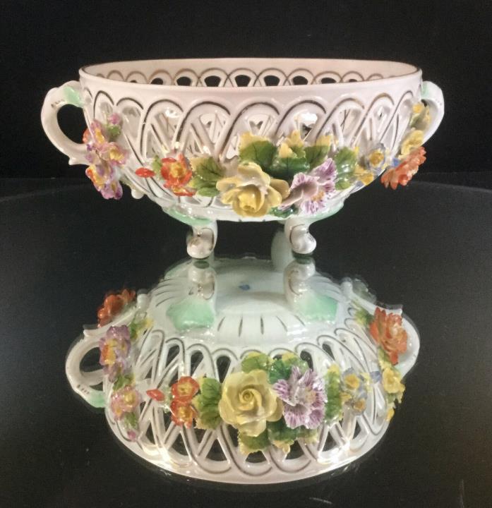 Royal Vienna--Beehive--Footed & Reticulated Floral Centerpiece-Bowl---BUY IT NOW