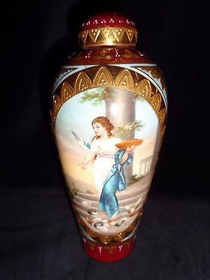 Antique Hand painted Porcelain Royal Vienna Vase signed  Wagner