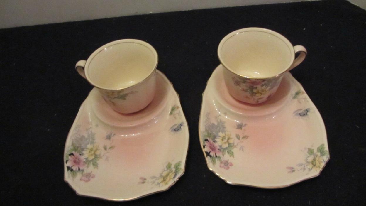 Vintage Royal Winton Grimwades ROSA Set of 2 Snack Plates & Cup Set Hard to Find