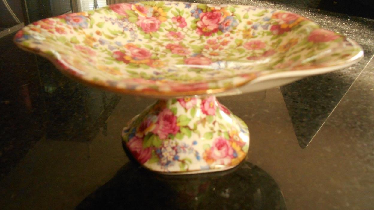Royal Winton compote Summertime Compote on pedestal.