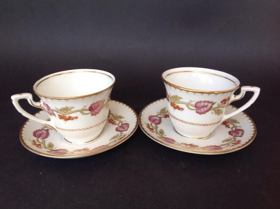 RARE ROYAL WORCESTER MONTPELIER PATTERN  2 mini cups &saucers