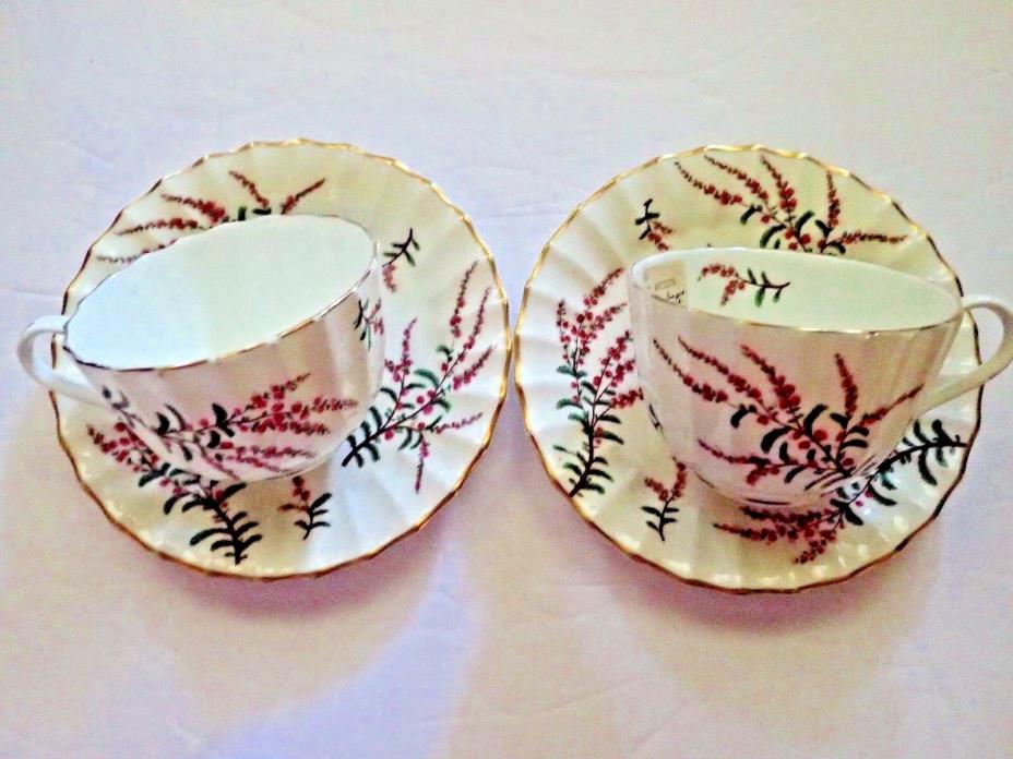 WOW! Antique Set of 2 Cup & 2 Saucers Royal Worcester Bone China Made In England