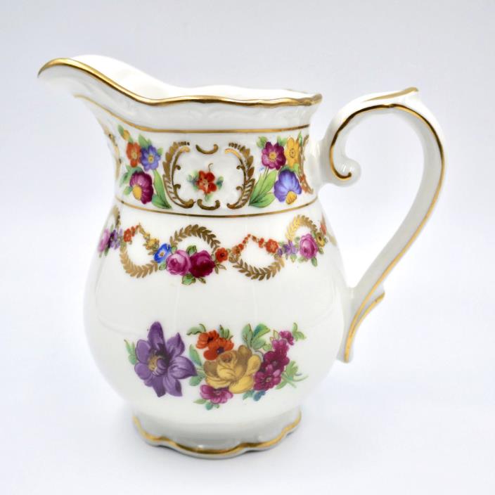 Schumann Creamer Pitcher Flowers Porcelain Bavaria Germany Vintage