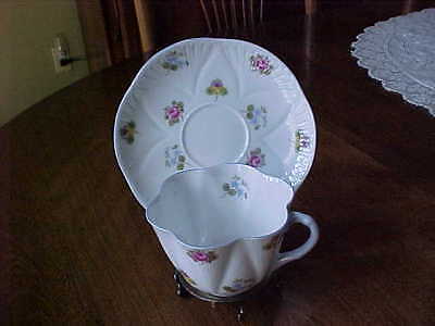 SHELLEY DAINTY FORGET ME NOT  PATTERN W BLUE TRIM CUP AND SAUCER