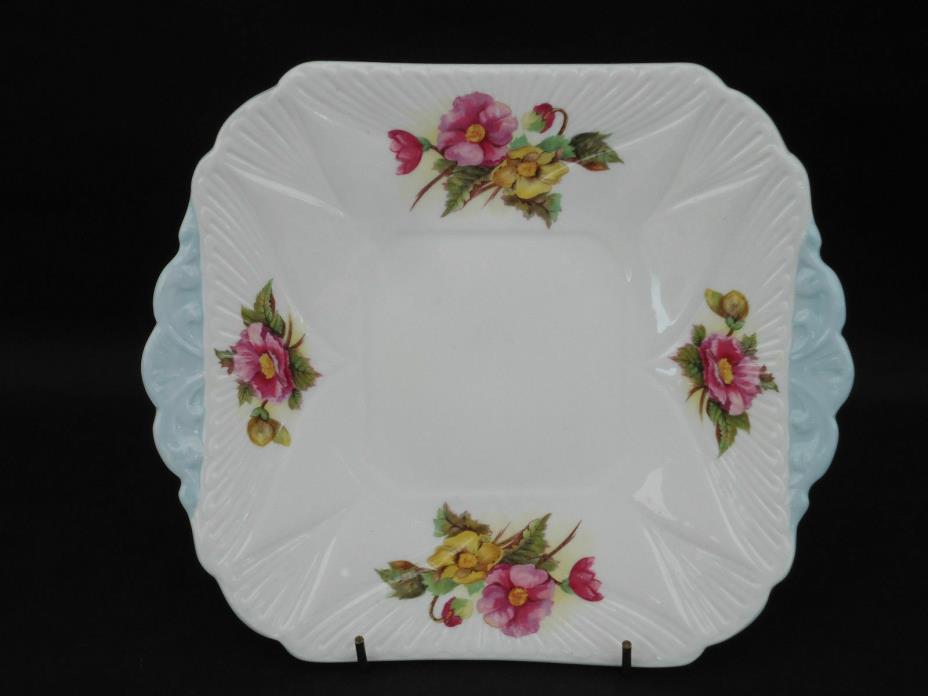 Shelley Begonia Square Handled Cake Plate 9 5.8