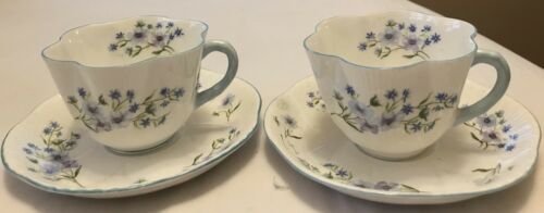 2 Shelley Blue Rock cup and saucers Excellent Condition 1# Quality England