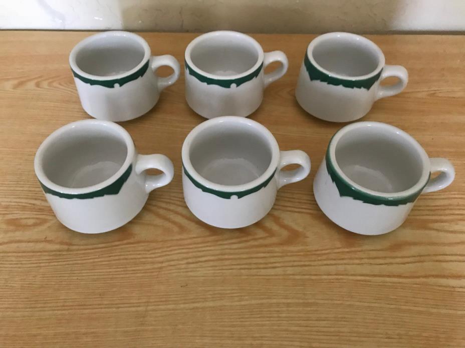 Lot Of 6 Shenango Restaurant Ware Green Coffee Mug Cup