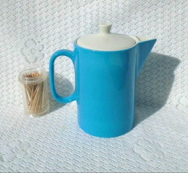 Vintage SHENANGO CHINA USA Turquoise Blue Ceramic  INDIVIDUAL TEAPOT with Lid