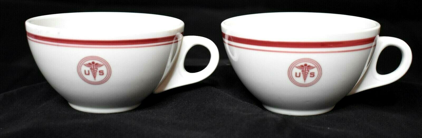 WWII US Army Medical Dept Coffee cup Set of 2 Shenango China 2 1/8 inches tall