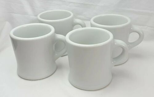 SET OF 4 WELLSVILLE OHIO RESTAURANT COFFEE MUG SHAVING MUG SOLID WHITE RARE MUGS