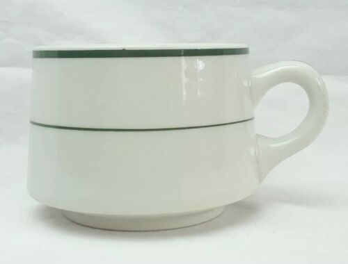 Shenango China New Castle Pennsylvania Coffee mug Restaurant Ware green accent