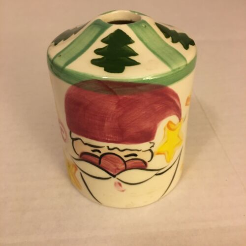 Vicki Carroll Tis The Season Christmas Santa Oil Burner Lamp Ceramic Signed EUC!