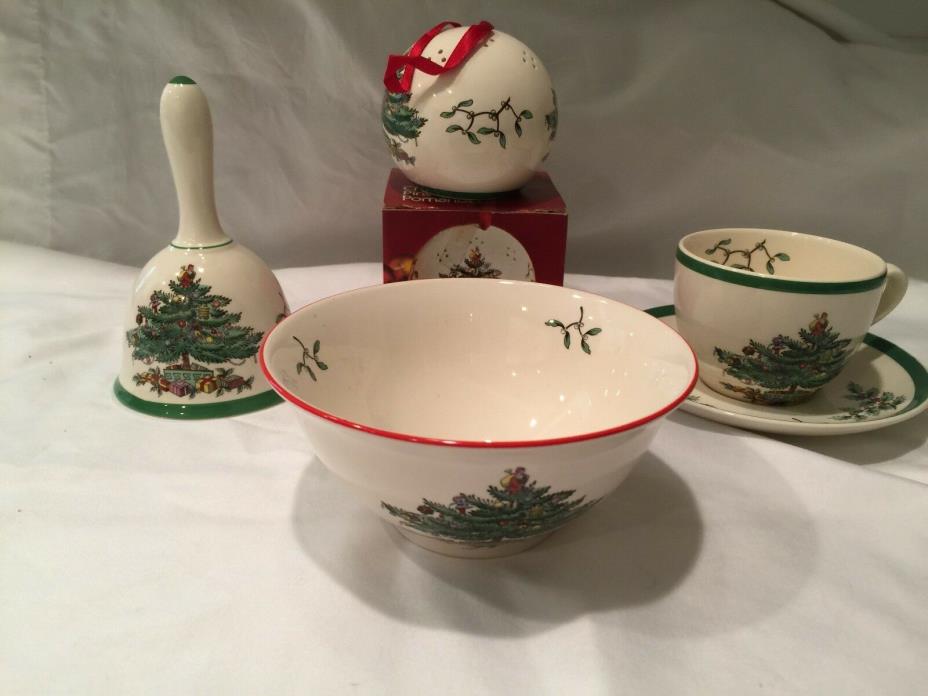 Spode China Christmas Tree Bowl Bell Cup and Saucer Pomander